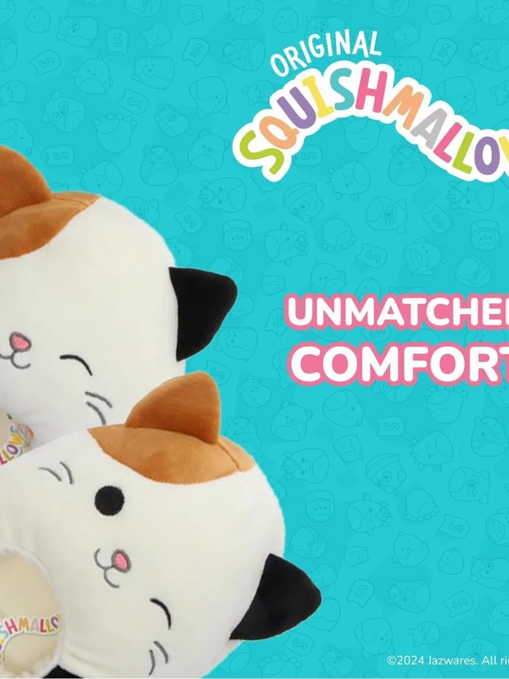 Squishmallows Kids Cat Slippers – White, Brown, Black